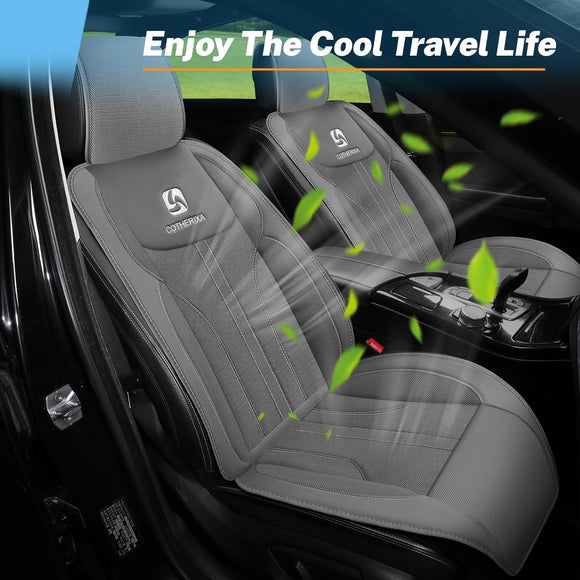 Cooling Car Seat Cushion Front Seat 12V&24V Cooling Seat Cover for Car with 10 Fans Rapid Cooling with Automatic Start and Pause Seat Cushion (Brey)
