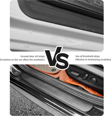 4PCS Car Door Sill Protector Anti-Scratch Rubber Car Door Protector Edge Guards for Door Steps Universal Waterproof Door Threshold Strips Exterior Accessories for Car Truck SUV (Black Width 1.57) - 0
