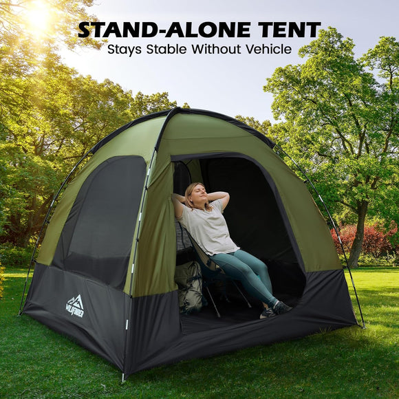 SUV Tent for Camping with Rainfly Waterproof PU3000mm Double Layer Design Car Tents for Camping SUV SUV Tailgate Tent for Outdoor with Storage Bag for SUV Van Jeep Pickup 8W x 8L x 7.2H