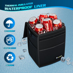 2 Gallon Black Leak-Proof Waterproof Car Trash Can with Lid - 0