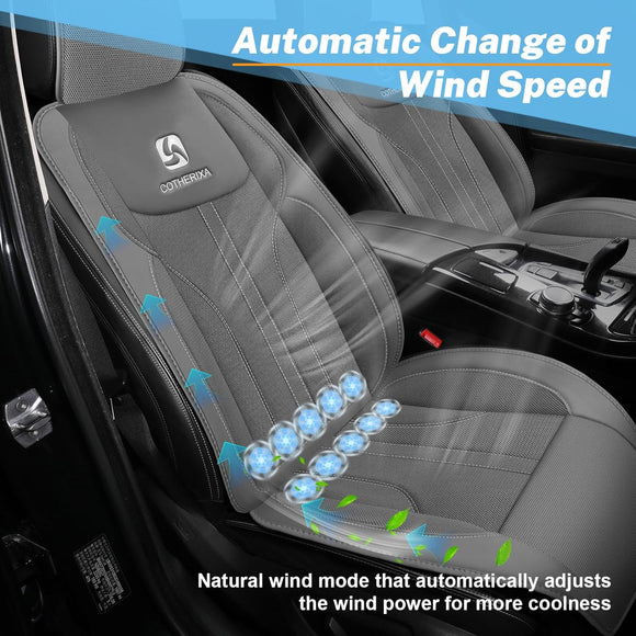 Cooling Car Seat Cushion Front Seat 12V&24V Cooling Seat Cover for Car with 10 Fans Rapid Cooling with Automatic Start and Pause Seat Cushion (Brey)