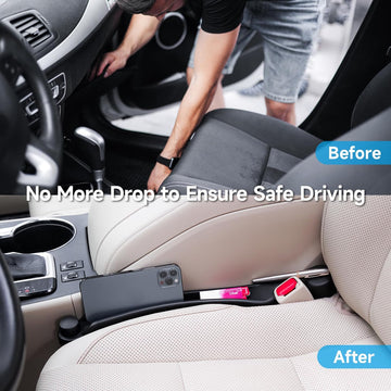 Car Seat Gap Filler Set of 2, Soft Foam Multifunctional Seat Side Gap Filler with Organizer & Hook Function, 3in1 Gap Stopper Universal Fit Car SUV Truck Fill The Gap Between Seat & Console - 0