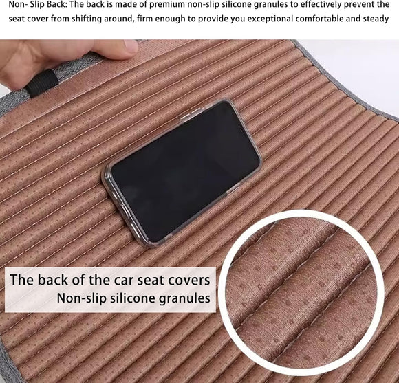 Car Seat Covers Universal Car Seat Covers Pads Mat Buckwheat Hull Bottom Seat Covers for Cars Cooling Seat Covers Breathable Comfortable Ventilated (Beige Front Seat)