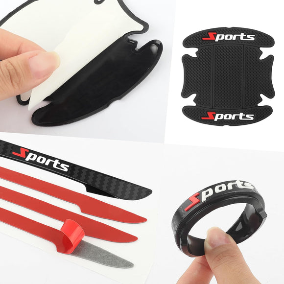 4PCS Car Door Protector+4PCS Car Door Handle Protector Sports Car Door Handle Scratch Protector Universal Car Door Edge Protector Car Decorations Fit Most Car SUV Truck