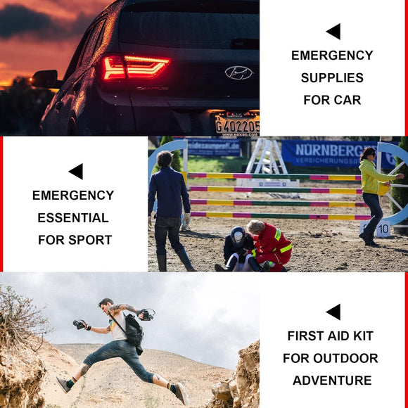 Travel-First Aid-Kit Car-Home 300PCS Survival-Kit Outdoor-Adventure - Small Portable Red Emergency Essential Sets Office Hiking Camping Business Public Must Have First Aid Gear Equipment