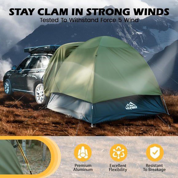 SUV Tent for Camping with Rainfly Waterproof PU3000mm Double Layer Design Car Tents for Camping SUV SUV Tailgate Tent for Outdoor with Storage Bag for SUV Van Jeep Pickup 8W x 8L x 7.2H
