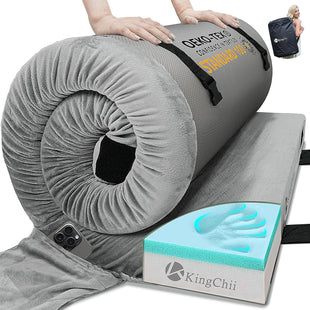 CertiPUR-US Memory Foam Camping Mattress Portable Roll Up Travel Sleeping Pad & Floor Mattress Cot Guest Bed for Sleepover with Waterproof Cover & Travel Bag
