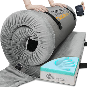 CertiPUR-US Memory Foam Camping Mattress Portable Roll Up Travel Sleeping Pad & Floor Mattress Cot Guest Bed for Sleepover with Waterproof Cover & Travel Bag