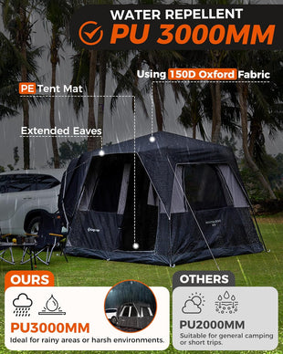 SUV Tent Instant 6-8 Person Waterproof & Windproof Tailgate Car Camping Tent with Movie Screen for Family Camping & Outdoor Adventures