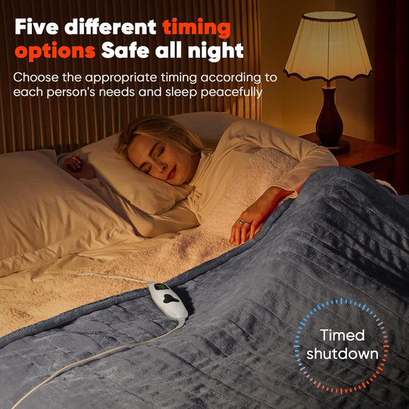 Heated Blanket Electric Throw 50X60 Heating Blanket with 10 Heat Levels 8 Hours Auto-Off Overheat Protection Fall & Winter Lap Office Chair Blanket Dorm Room Grandma Gift ETL Misty Grey