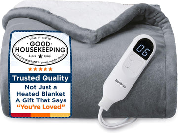 Heated Blanket Throw Blanket - Fast Heating Electric Blanket GentleSoft Flannel Heated Throw with 4 Time Settings 6 Heating Settings Warm Gifts for Grandma (50x60 inches Grey)