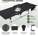 Lightweight Folding Tent Camping Cot Bed with Lever Lock Easy Setup Portable Compact for Outdoor Travel Hunting Hiking Motorcycling Support 330Lbs (Black)-2