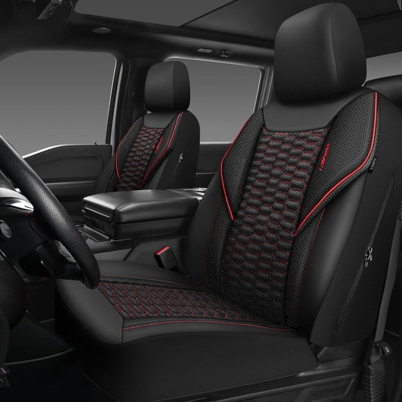 3D Foam Mesh Leather Car Seat Covers Front Seats Air Cool Mesh Front Seat Covers for Car Universal Fit for SUV Truck Sedan Automotive Armrest Airbag Compatible Black and Red