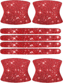 8pcs Bling Car Door Handle Protector Stickers Crystal Rhinestone Glitter Car Door Handles Cup Scratch Protectors Decals Universal (Red)-1