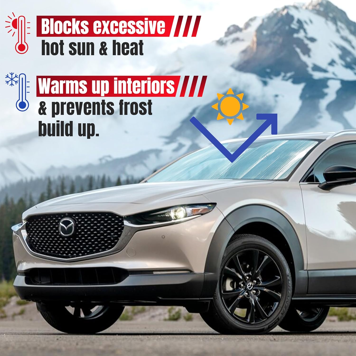 Autotech Park Sunshade for 2019-2024 Jaguar E-Pace, Custom-fit Windshield Sun Shade