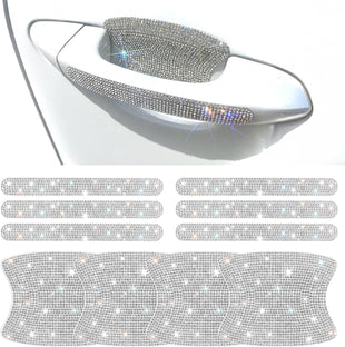10 PCS Bling Car Door Handle Protector Shiny Crystal Rhinestone Anti-Scratch Universal Cars Door Handle Protective Cover Glitter Auto Accessories for Women (White)