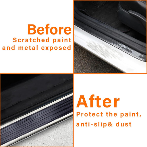 4PCS Car Door Sill Protector Universal Threshold Protection for Cars Automotive Rubber Scratch Resistant Entry Sill Guards Doors Edge Step Dust Shield Cover for Car/SUV