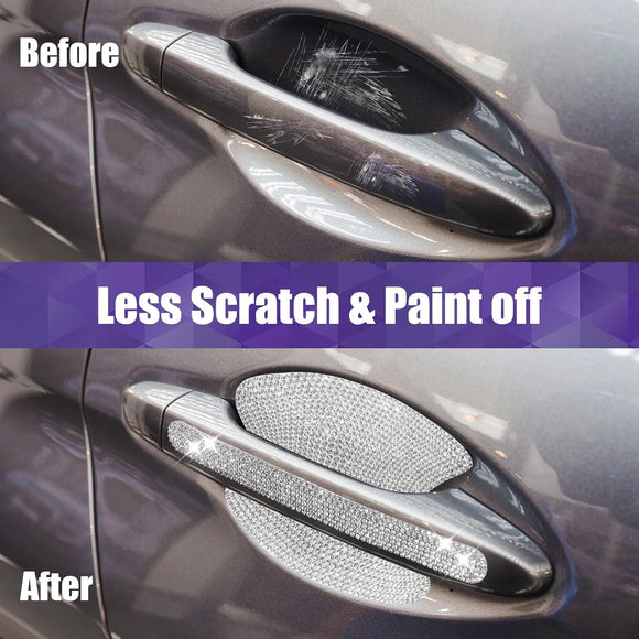 10 Pieces Bling Car Accessories for Women Bling Car Door Handle Protector Door Handle Covers for Car Rhinestone Car Bowl Protector Accessories Women Stickers(Silver)