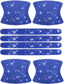 8pcs Bling Car Door Handle Protector Stickers Crystal Rhinestone Glitter Car Door Handles Cup Scratch Protectors Decals Universal (Blue)-1
