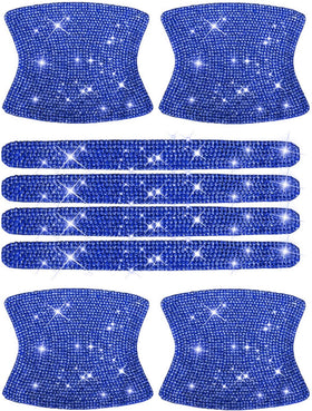 8pcs Bling Car Door Handle Protector Stickers Crystal Rhinestone Glitter Car Door Handles Cup Scratch Protectors Decals Universal (Blue)