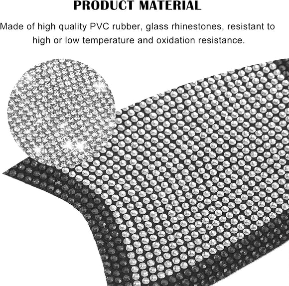 8pcs Bling Car Door Handle Protector Stickers Crystal Rhinestone Glitter Car Door Handles Cup Scratch Protectors Decals Universal (White & Black)