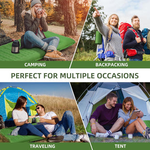 Camping Sleeping Pad Extra Thick 5 Inch Camping Mat with Pillow Built-in Foot Pump Inflatable Sleeping Pads Compact for Camping Backpacking Hiking Traveling TentGreen