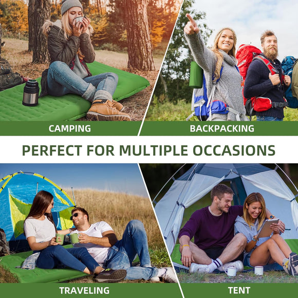 Camping Sleeping Pad Extra Thick 5 Inch Camping Mat with Pillow Built-in Foot Pump Inflatable Sleeping Pads Compact for Camping Backpacking Hiking Traveling TentGreen