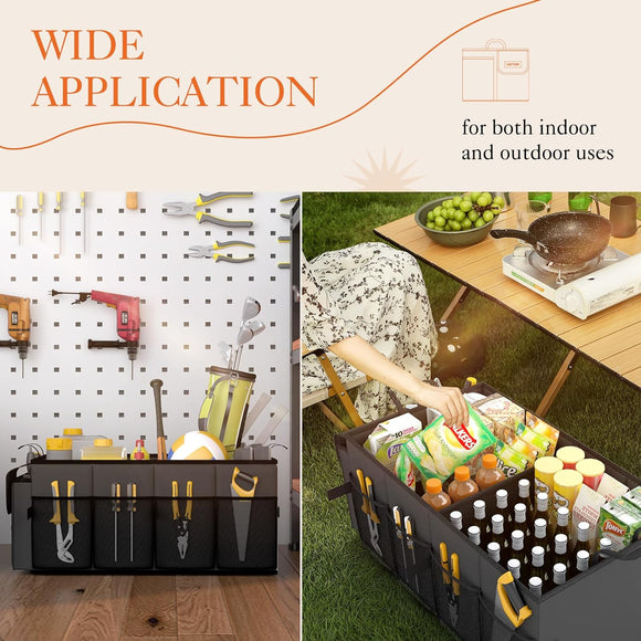 Trunk Organizer for Car - Car Organizer, Foldable Trunk organizer for SUVs & Sedans, Sturdy Car Organization for Car Accessories, Tools, Sundries, Black, 2 Compartments, 21.3"?12.6"?10.6"