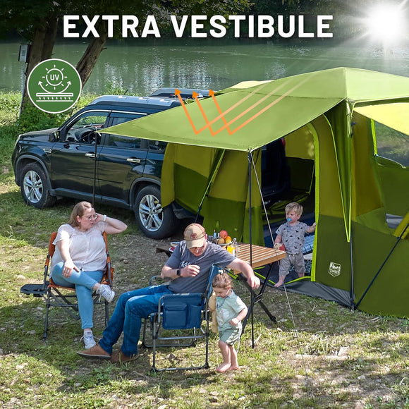5-9 Person SUV Tent with Screen Porch and Awning for Family Camping Weather Resistant and Portable Van or Car Tent Includes Rainfly and Storage Bag 13 W X 10 L X 7.1 H Green