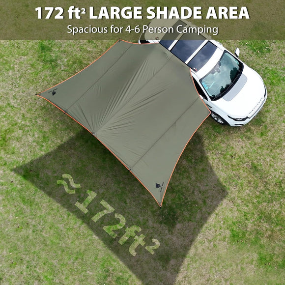 Large Car Side Camping Awning 19 x 11 ft SUV Canopy Tarp Waterproof Outdoor Vehicle Sun Shade Shelter for Truck MPV Van Campers
