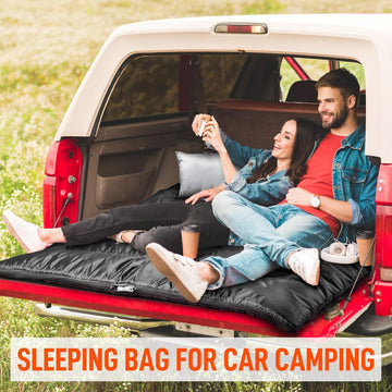 Double Sleeping Bag for Adults Mens with Pillow XL Queen Size Two Person Sleeping Bag for All Season Camping Hiking Backpacking for Cold Weather & Warm Black - 0