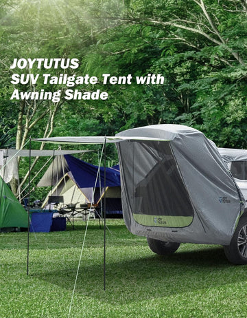 SUV Tailgate Tent with Awning Shade Car Roof Canopy and Poles Water Resistant Camping Tent Outdoor Travel Preferred Universal Fit Most SUV- Green - 0
