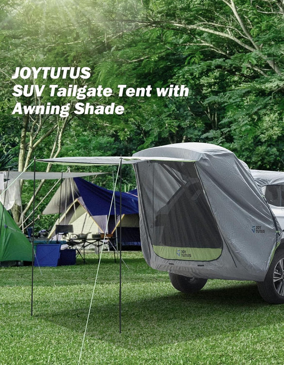 SUV Tailgate Tent with Awning Shade Car Roof Canopy and Poles Water Resistant Camping Tent Outdoor Travel Preferred Universal Fit Most SUV- Green