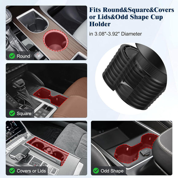 Car Cup Holder Expander Cup Holder Expander for Car with Stretchable Rubber Base Large Cup Holder Adapter Compatible with Yeti Hydro Flask Nalgene Stanley Owala Bottles in 2.8-4.13 1 Pack