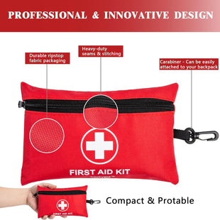 Mini First Aid Kit - 140 Piece Small First Aid Medical Kit for Car Home Office Travel Camping Sports Outdoor School - Emergency First Aid Supplies and Survival Kit