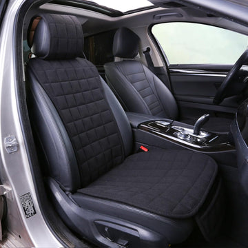 Cooling Car Seat Covers Cloth Seat Covers for Cars Linen Car Seat Protector Front Seat Only Universal Fits Most Automotive Vans SUVs Trucks Black - 0