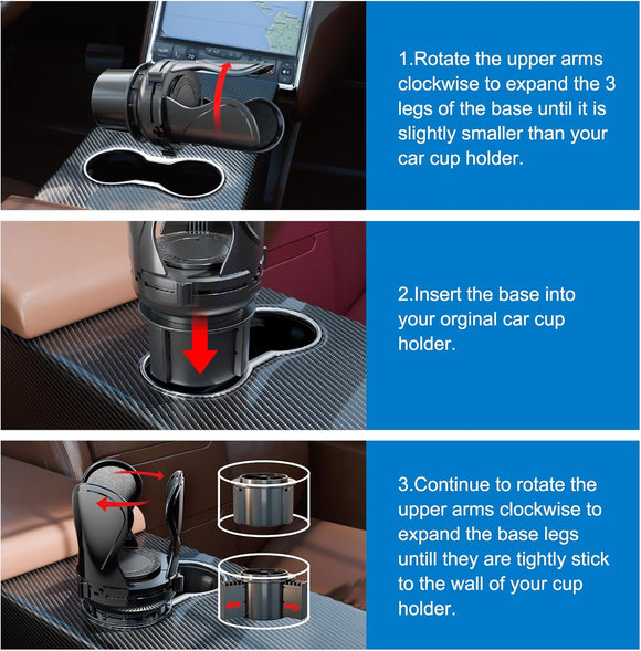 Car Cup Holder Expander Cup Holder Extender Adapter with Expandable Arm and Adjustable Base Compatible with Yeti Ramblers 14-64oz Hydro Flasks 18-64oz Most Coffee Mugs Bottles & Cups