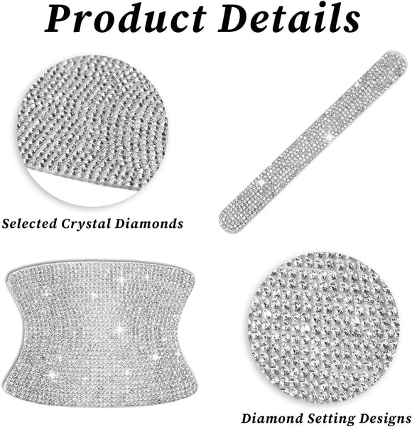 Crystal Car Door Handle Scratches Protector - 10PCS Silver Rhinestone Stickers - Bling Auto Accessories for Women