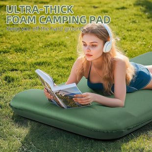 Memory Sleeping Pad 3.1 Ultra-Thick Foam Sleeping Mats for Camping Easy Inflate&Deflate 9.5 R-Value Insulated Camping Mattress Pad with Pillow for Car Travel Tent