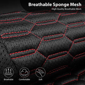 3D Foam Mesh Leather Car Seat Covers Front Seats Air Cool Mesh Front Seat Covers for Car Universal Fit for SUV Truck Sedan Automotive Armrest Airbag Compatible Black and Red - 0