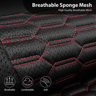 3D Foam Mesh Leather Car Seat Covers Front Seats Air Cool Mesh Front Seat Covers for Car Universal Fit for SUV Truck Sedan Automotive Armrest Airbag Compatible Black and Red