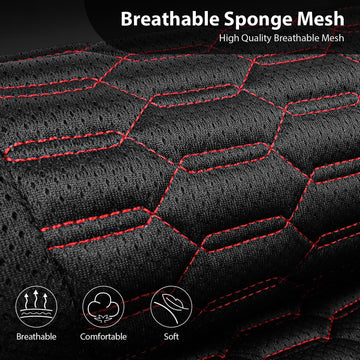 3D Foam Mesh Leather Car Seat Covers Front Seats Air Cool Mesh Front Seat Covers for Car Universal Fit for SUV Truck Sedan Automotive Armrest Airbag Compatible Black and Red - 0