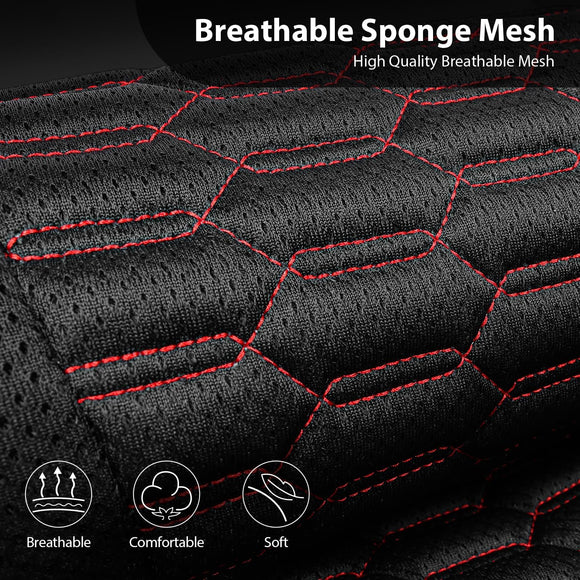 3D Foam Mesh Leather Car Seat Covers Front Seats Air Cool Mesh Front Seat Covers for Car Universal Fit for SUV Truck Sedan Automotive Armrest Airbag Compatible Black and Red
