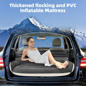 Inflatable SUV Air Mattress for Car Truck & Camping Portable Thickened Car Bed for Travel Includes 2 Pillows & Electric Pump - 0
