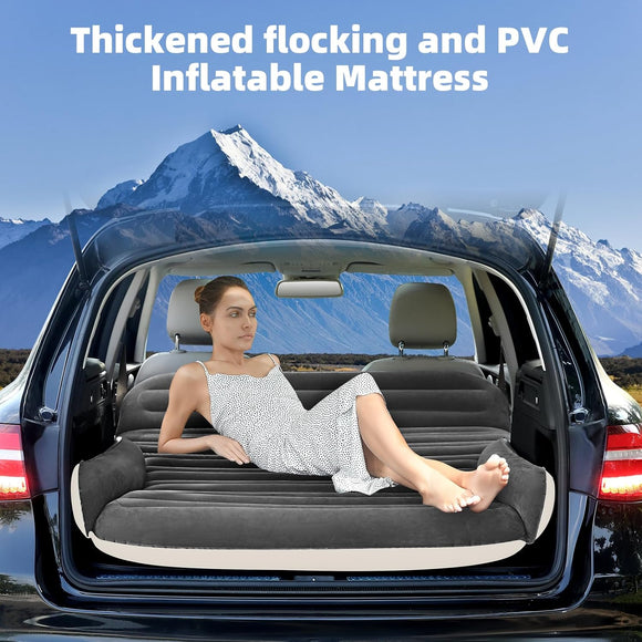 Inflatable SUV Air Mattress for Car Truck & Camping Portable Thickened Car Bed for Travel Includes 2 Pillows & Electric Pump