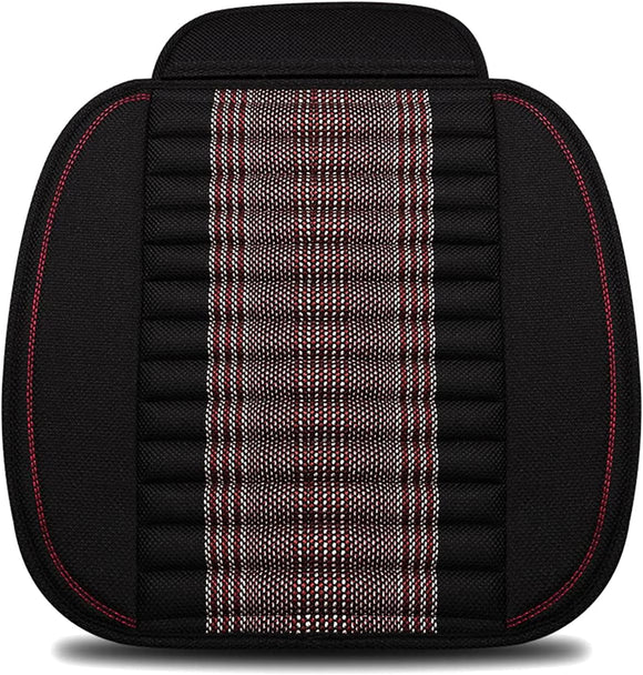 Car Seat Cushion,Car Seat Cover Universal Bottom Driver Pad,Bamboo Charcoal Comfortable and Breathable Fabric Seat Cushion with Storage Pouch,Fit for Trucks Vans Cars SUV (2PC Black)