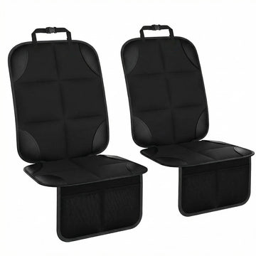 Car Seat Protector Large Auto Protector for Child Seats with Thickest Padding and Non-Slip Backing Mesh Pockets for SUV Sedan Truck Leather and Fabric - Black
