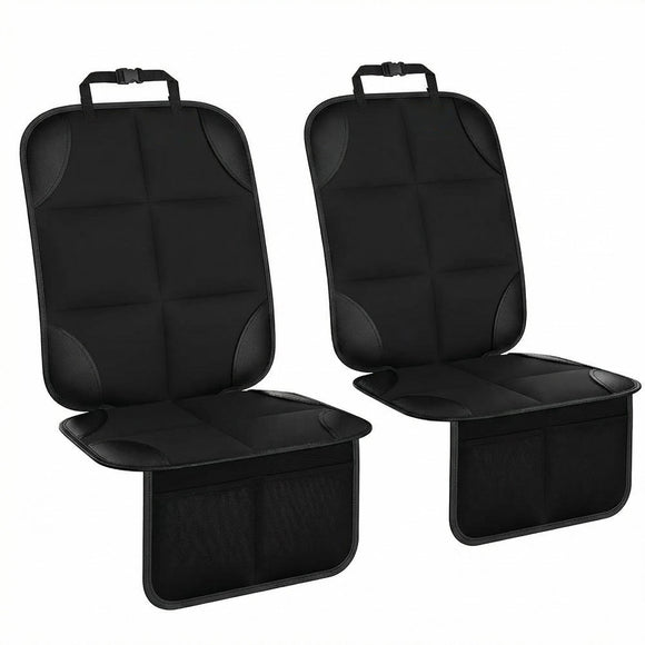 Car Seat Protector Large Auto Protector for Child Seats with Thickest Padding and Non-Slip Backing Mesh Pockets for SUV Sedan Truck Leather and Fabric - Black
