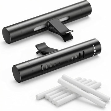2pcs Car Perfume Diffuser With 12 Odorless Refill Sticks Essential Oil Car Diffuser Suitablefor:Car Bathroom OfficeScenario Cloakroom Bedrooms Birthday(Black) - 0