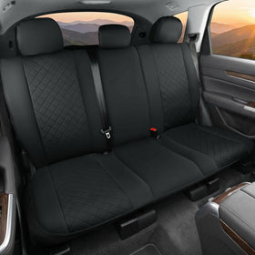 Rear Bench Seat Cover for Cars (50-54) Sedans SUV Truck Universal Faux Leather Back Seat Protector 60/40 Split Bench Seat Cover (Black)
